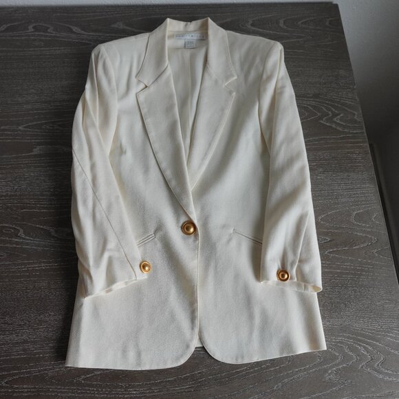 90s The Limited Women's Oversized Off-White Blazer with Goldtone Buttons Size 4 - Picture 1 of 6